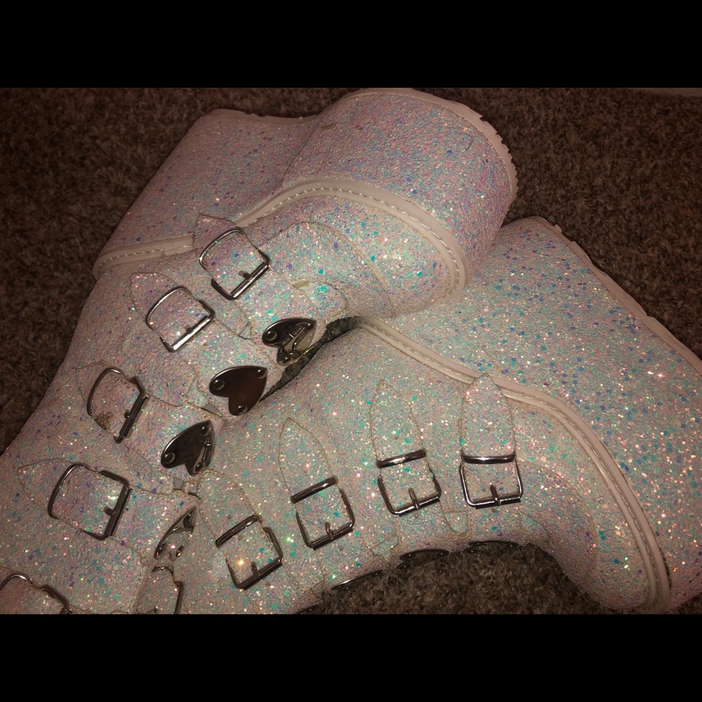 Demonia Platform White Boots